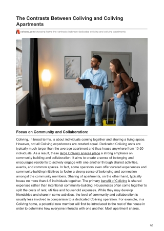 The Contrasts Between Coliving and Coliving Apartments