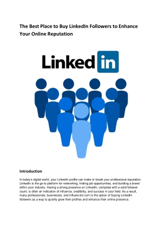 The Best Place to Buy LinkedIn Followers to Enhance Your Online Reputation