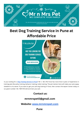 Best Dog Training Service in Pune at Affordable Price