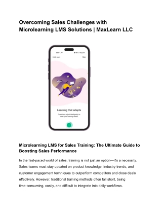 Overcoming Sales Challenges with Microlearning LMS Solutions _ MaxLearn LLC