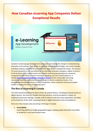 How Canadian eLearning App Companies Deliver Exceptional Results