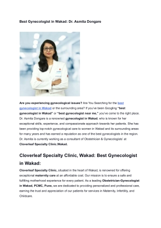 Best Gynecologist in Wakad_ Dr