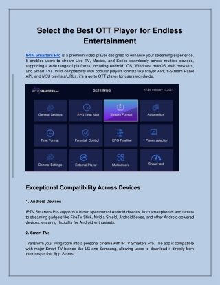 Select the Best OTT Player for Endless Entertainment