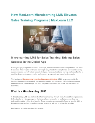 How MaxLearn Microlearning LMS Elevates Sales Training Programs _ MaxLearn LLC
