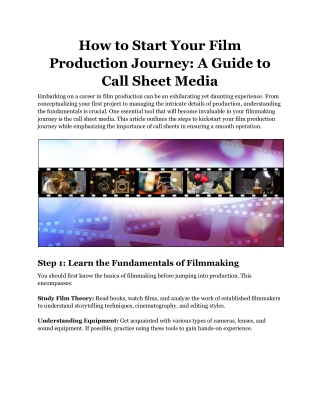 How to Start Your Film Production Journey_ A Guide to Call Sheet Media