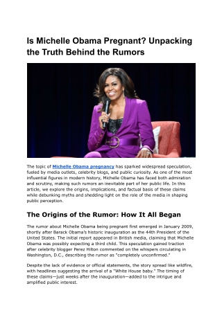 Is Michelle Obama Pregnant_ Unpacking the Truth Behind the Rumors