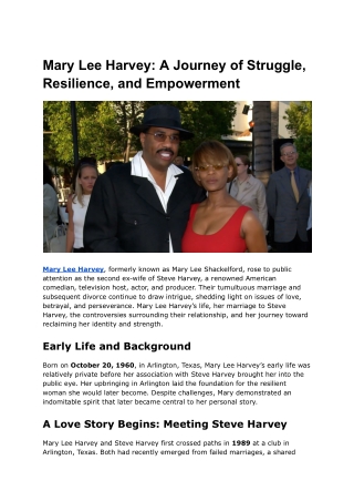 Mary Lee Harvey_ A Journey of Struggle, Resilience, and Empowerment