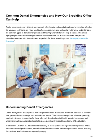 Common Dental Emergencies and How Our Brookline Office Can Help