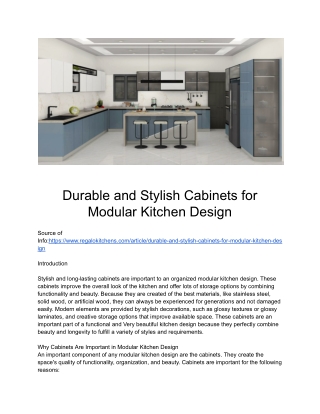 Durable and Stylish Cabinets for Modular Kitchen Design