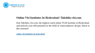 Online Vlsi Institutes In Hyderabad Takshila-vlsi.com