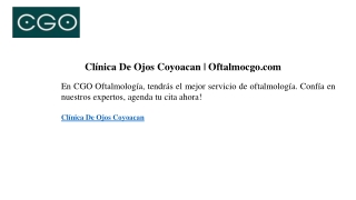 Clínica De Ojos Coyoacan  Oftalmocgo.com