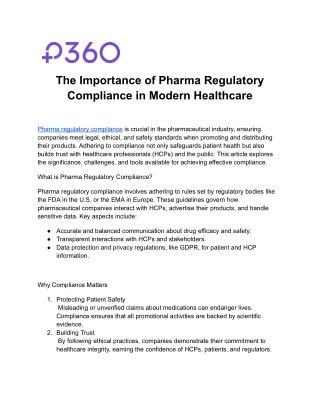 Pharma Regulatory Compliance