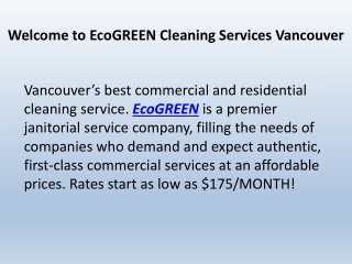 EcoGREEN the Cleaning Experts in Vancouver