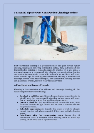 7 Essential Tips for Post-Construction Cleaning Services