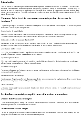 Comment faire face à la concurrence numérique dans le secteur du tourisme ?