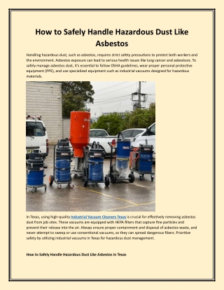 How to Safely Handle Hazardous Dust Like Asbestos in Texas