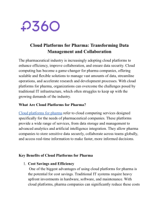 Cloud Platforms for Pharma: Transforming Data Management and Collaboration