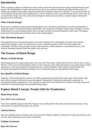Check Out Dutch Design: Trendy Presents for Innovators
