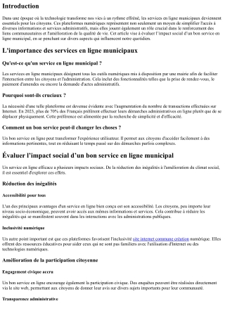 Évaluer l’impact social d’un bon service en ligne municipal
