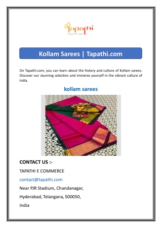 Kollam Sarees  Tapathi