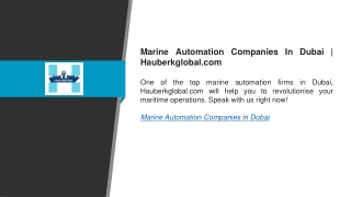 Marine Automation Companies In Dubai Hauberkglobal.com