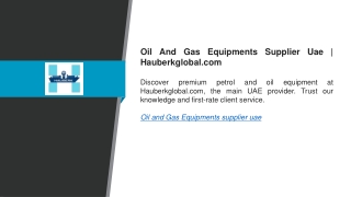Oil And Gas Equipments Supplier Uae  Hauberkglobal.com