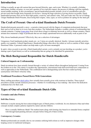 The Fine art of Giving: Special Handcrafted Dutch Gifts