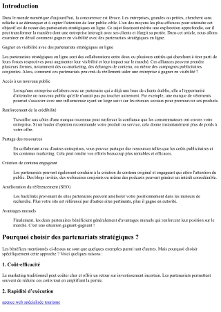 “Gagner en visibilité avec des partenariats stratégiques en ligne”