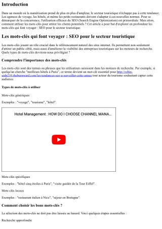 Les mots-clés qui font voyager : SEO pour le secteur touristique