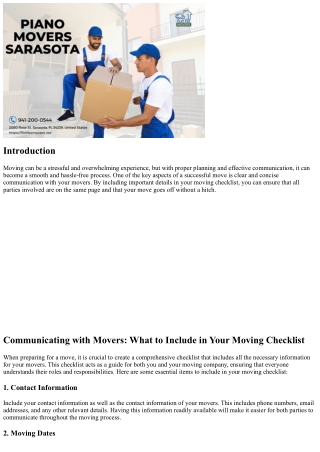Communicating with Movers: What to Include in Your Moving Checklist