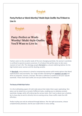 Party-Perfect or Work-Worthy? Multi-Style Outfits You’ll Want to Live In