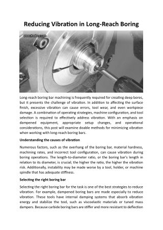 Reducing Vibration in Long-Reach Boring