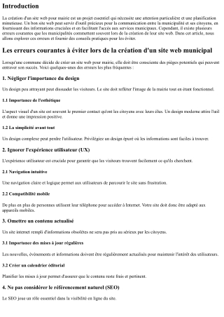 Les erreurs courantes à éviter lors de la création d'un site web municipal