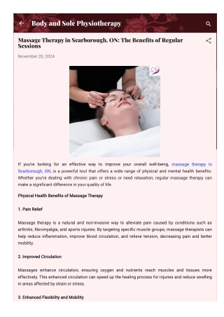 Massage Therapy in Scarborough, ON The Benefits of Regular Sessions