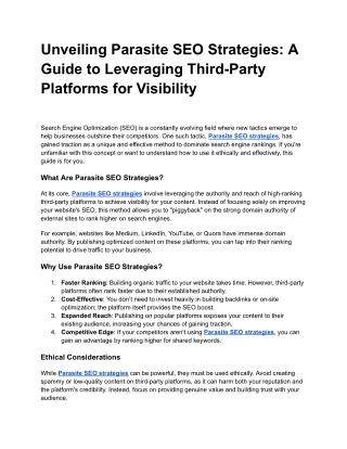 Unveiling Parasite SEO Strategies_ A Guide to Leveraging Third-Party Platforms for Visibility