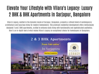 Luxury 2 & 3 BHK Apartments in Sarjapur | Vilara's Legacy