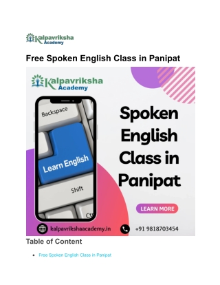 “English Speaking Course in Panipat: Master Fluent English with us"