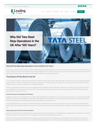 Why Did Tata Steel Stop Operations in the UK After 100 Years?