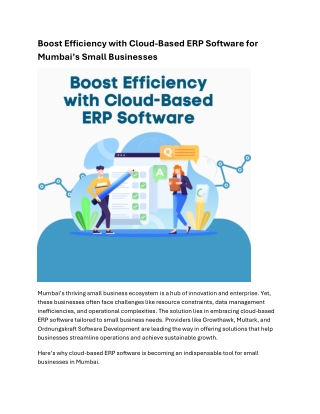 Boost Efficiency with Cloud-Based ERP Software for Mumbai’s Small Businesses