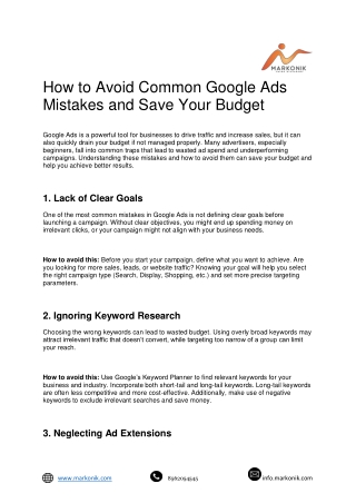 How to Avoid Common Google Ads Mistakes and Save Your Budget