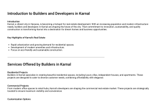 Builders and Developers in Karnal