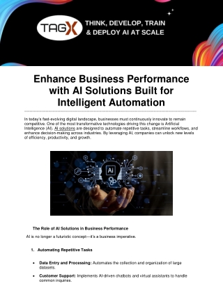 Enhance Business Performance with AI Solutions Built for Intelligent Automation