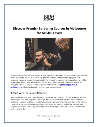 Discover Premier Barbering Courses in Melbourne for All Skill Levels