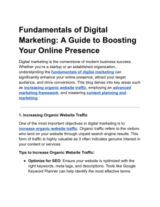 Fundamentals of Digital Marketing: A Guide to Boosting Your Online Presence