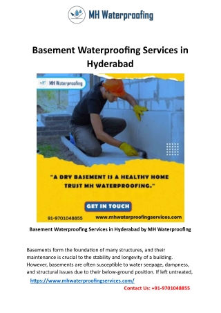 Basement Waterproofing Services in Hyderabad