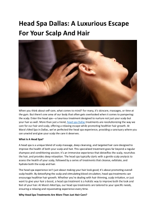 Head Spa Dallas A Luxurious Escape For Your Scalp And Hair