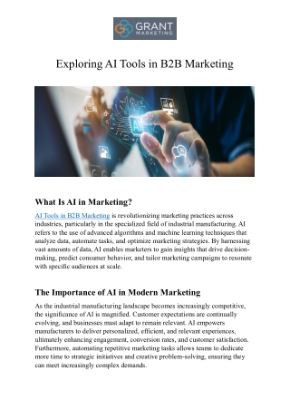 Exploring AI Tools in B2B Marketing - Grant Marketing