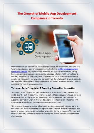 The Growth of Mobile App Development Companies in Toronto
