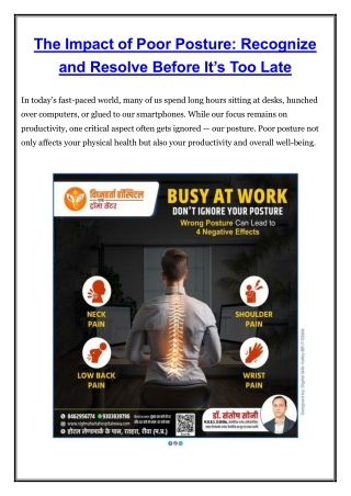 The Impact of Poor Posture - Vighnharat Hospital