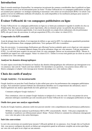 Évaluer l'efficacité de vos campagnes publicitaires en ligne
